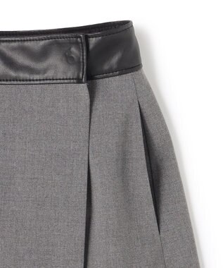 BEIGE， ZEPHYR / レザー切り替え ラップスカート Top Gray