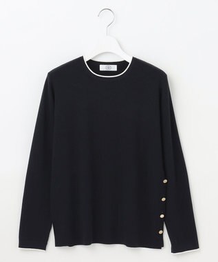 J.PRESS LADIES 【洗える】 レーヨンストレッチフルニードル ニット ネイビー系