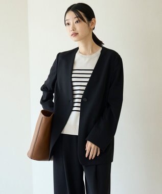 UNFILO L マイビューティニット ハーフスリーブ グレージュ×ブラック