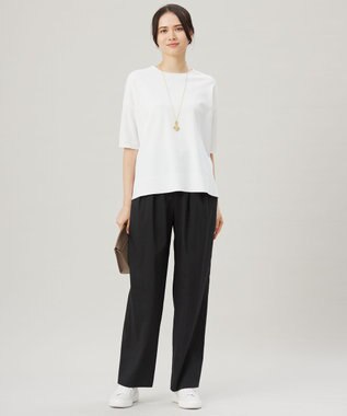 自由区 【セットアップ対応・洗える】LIPストレッチワイドストレート パンツ ブラック