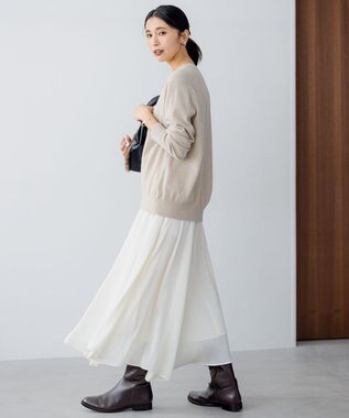 23区 【洗える】ピュアカシミヤ Vネック ニット ベージュ系