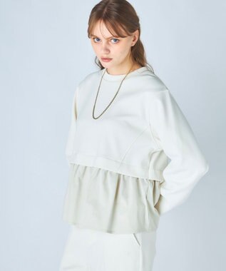 OP／FILA 【ocean pacific】らくティブ/異素材ミックスダンボールプルオーバー ベージュ