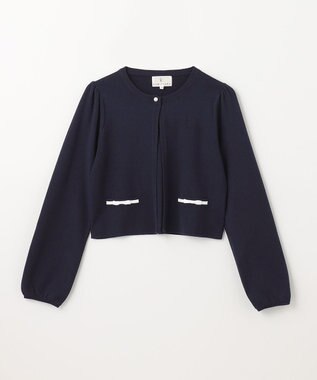 組曲 KIDS 【150-160cm】ラウンドカラー ニットジャケット ネイビー系