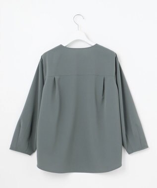 23区 【洗える】2WAYストレッチツイル ブラウス モスグリーン系