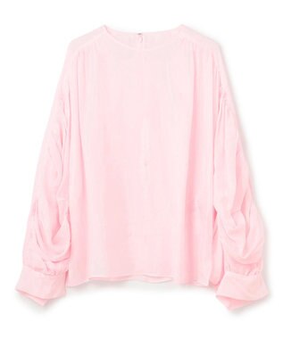 BEIGE， 【洗える】PAULINE / タックギャザーリネンボリュームブラウス  Light Pink
