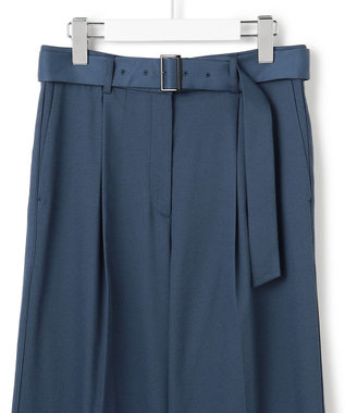 ICB L 【裏起毛】 ウォームサテン ワイドストレートパンツ ブルーグレー系