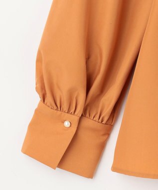 Feroux 【洗える】ラッフルスキッパー ブラウス オレンジ系