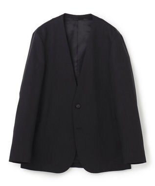 JOSEPH HOMME 【洗えるWOOLセットアップ】ウーステッドバラシャ　ノーカラージャケット ブラック系