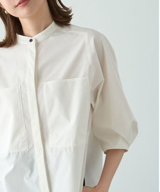 UNFILO FINE MOVE バンドカラーシャツ オフ