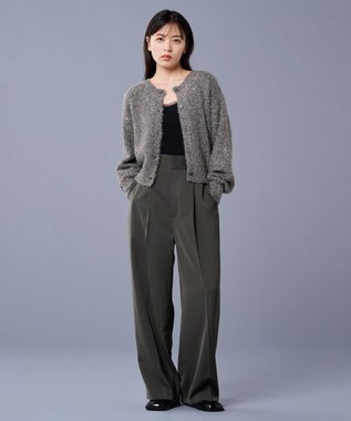 uncrave ラメ シャギー ニット カーディガン（uncrave STANDARD） シルバー×チャコール