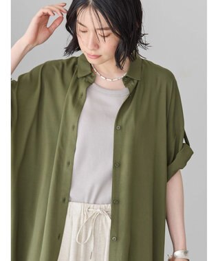 AMERICAN HOLIC サラックールメッシュ切替ワンピース Khaki