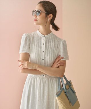 組曲 L 【WEB限定】フラワーポイントシフォン ワンピース アイボリー系