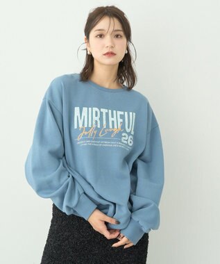 earth music&ecology ウ゛ィンテージ風裏毛ロゴプルオーバー Blue