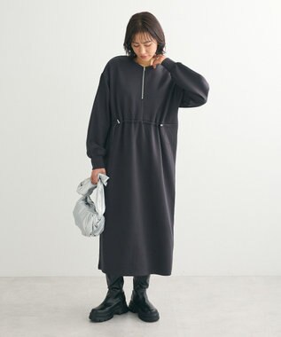 Green Parks ハーフＺＩＰトラックワンピース Charcoal Gray