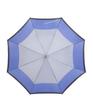 MOONBAT FURLA(フルラ) カラーボーダー 雨傘 長傘 大きめ 耐風  60cm 日本製 サックスブルー