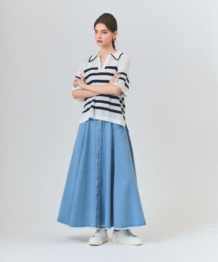 GRACE CONTINENTAL ワッフルボーダートップ ホワイト