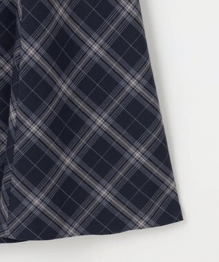 ANY SIS 【洗える】ベルトポイントフレア スカート ネイビー系チェック