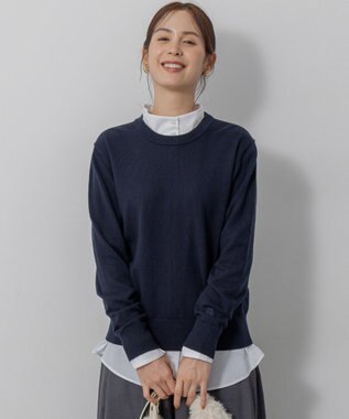 組曲 【加藤ローサさん着用】コットンカシミヤMIX刺繍入りニット