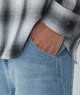 WEGO 【ウエスト紐で調整】イージーペインターグラフィックデニムパンツ 柄1