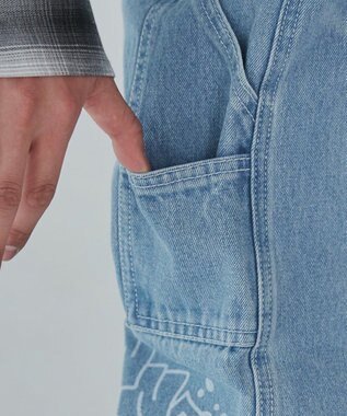 WEGO 【ウエスト紐で調整】イージーペインターグラフィックデニムパンツ 柄1