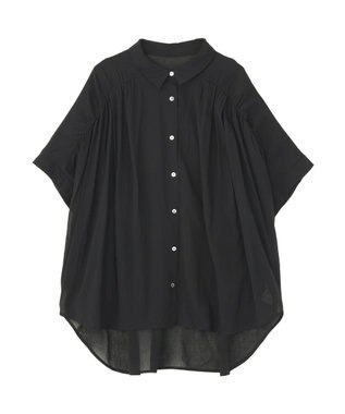 YECCA VECCA 【ドライタッチ】シアーバックギャザーシャツ Black