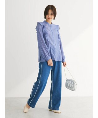 Green Parks フリルブラウス Blue