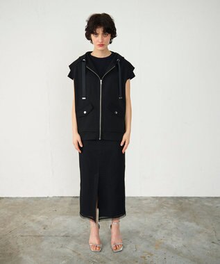 GRACE CONTINENTAL フードノースリーブ トップ ブラック