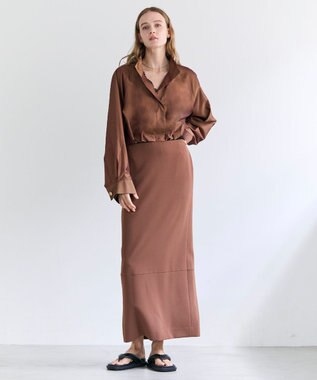 BEIGE， SULFUR / シルク混ショート丈バルーンブルゾン Brown