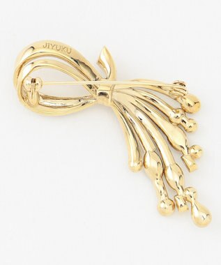 自由区 ハーフリボンブローチ ゴールド系