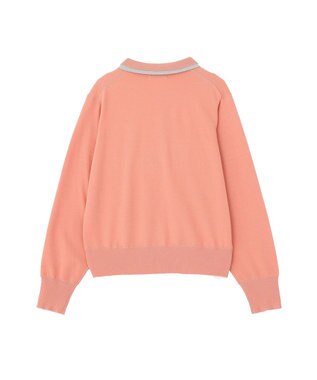 Green Parks ここちニット衿付き配色プルオーバー Pink