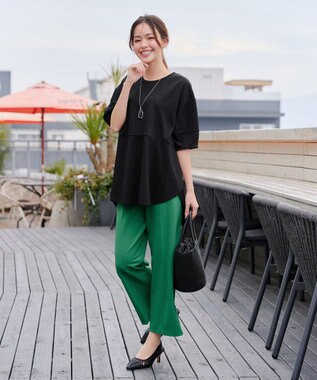 Tiaclasse 【日本製・洗える・接触冷感・吸水速乾・UVカット】サーラドライ・ワイドパンツ グリーン