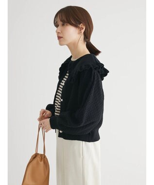 Green Parks ・Ｐｅｔｉｔ　Ｆｌｅｕｒ　ビッグカラーニットカーデ Black