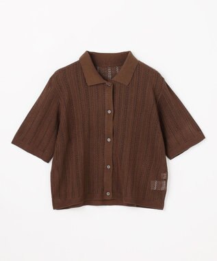 ANY レーシーポロカーデ ブラウン