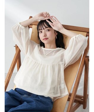 earth music&ecology マルチｗａｙカラーメッシュブラウス Ivory