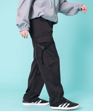 WEGO 【ウエストゴム】サイドベルトカーゴパンツ ブラック