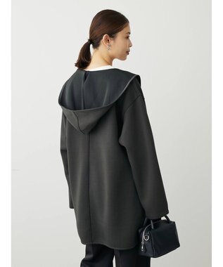 Green Parks ポンチフード付きカットカーディガン Dark Gray