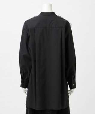 23区 S 【GOLD LABEL】ライトタフタ チュール刺繍 シャツ ブラック系