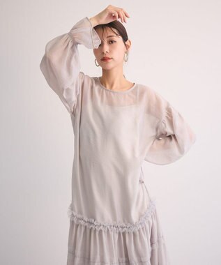 Green Parks ・Ｒａｉｌｍｅオーガンジーワンピース（インナーＯＰ Light Gray
