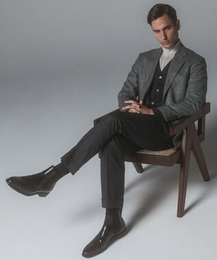 GOTAIRIKU 【保温性/ストレッチ/シワになりにくい】サキソニーストレッチパンツ（ノータック） グレー系8