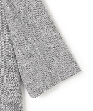 ICB L ストレッチMIXツイード 半袖ジャケット ブラックミックス