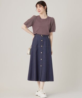 ANY SIS 【洗える】シャギースリーブ ニット モカ