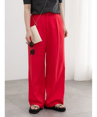Te chichi レーヨンリネンストレートパンツ レッド