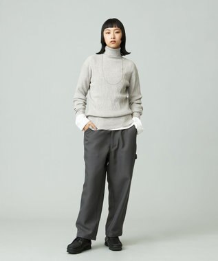 J.PRESS YORK STREET 【WOMEN】ANTI PILLING WOOL リブタートルニット ライトグレー系