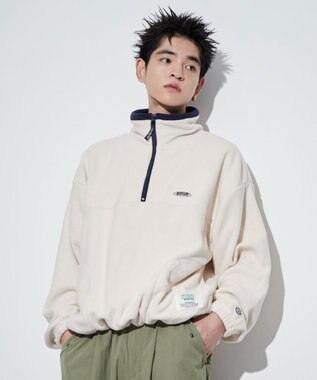 WEGO DISCUSフリースハーフジップPO ホワイトアイボリー