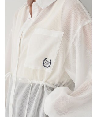 earth music&ecology ワンポイント刺繍ロングシャツ White