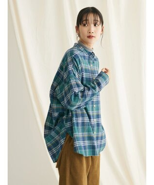 CRAFT STANDARD BOUTIQUE チェックバンドカラーサークルブラウス Green