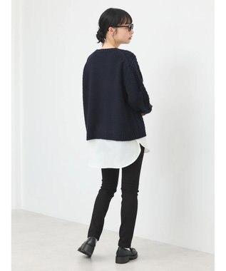 earth music&ecology ウォッシャブルケーブルプルオーバー Navy