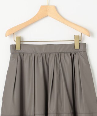 組曲 レザーライクライト タックギャザースカート モーヴグレー系