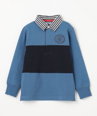 J.PRESS KIDS 【110-130cm】襟ストライプ ブロッキングポロシャツ ブルー系2