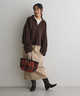 CRAFT STANDARD BOUTIQUE ロールアップ袖ショート丈ニットプルオーバー Brown